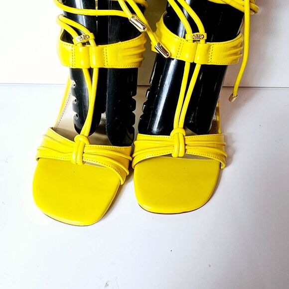 Michael Kors Yellow Michael Mmk Gabriellea Ankle Tie High Dress Sandals Size 8 - Picture 7 of 11
